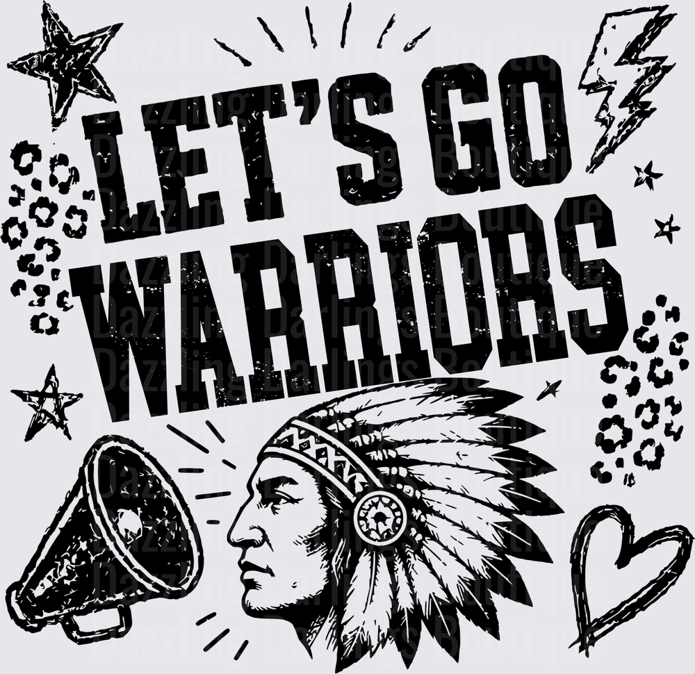 Let's Go Warriors Native Chief Mascot Spirit Design