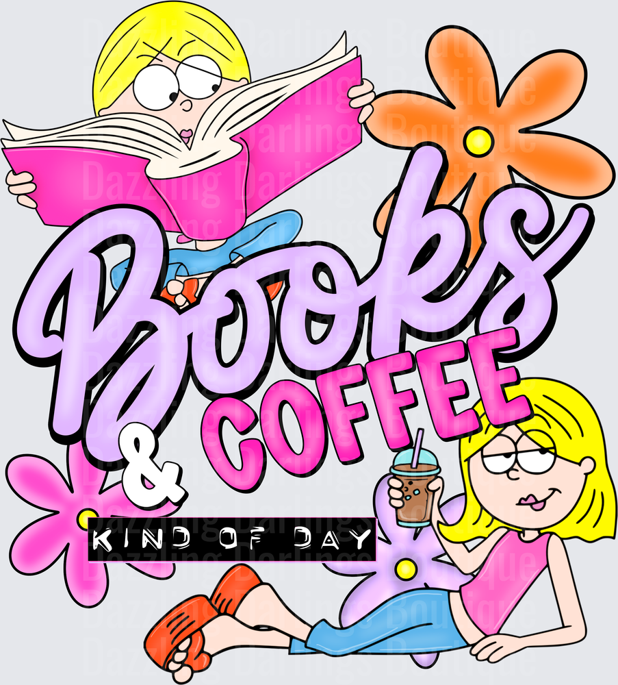 Books and Coffee Kind of Day Blonde Girl Reading Design