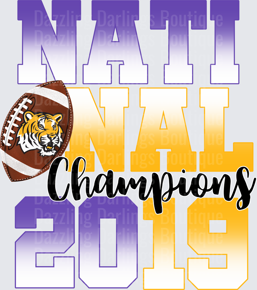 LSU Tigers 2019 National Champions Football Purple Gold