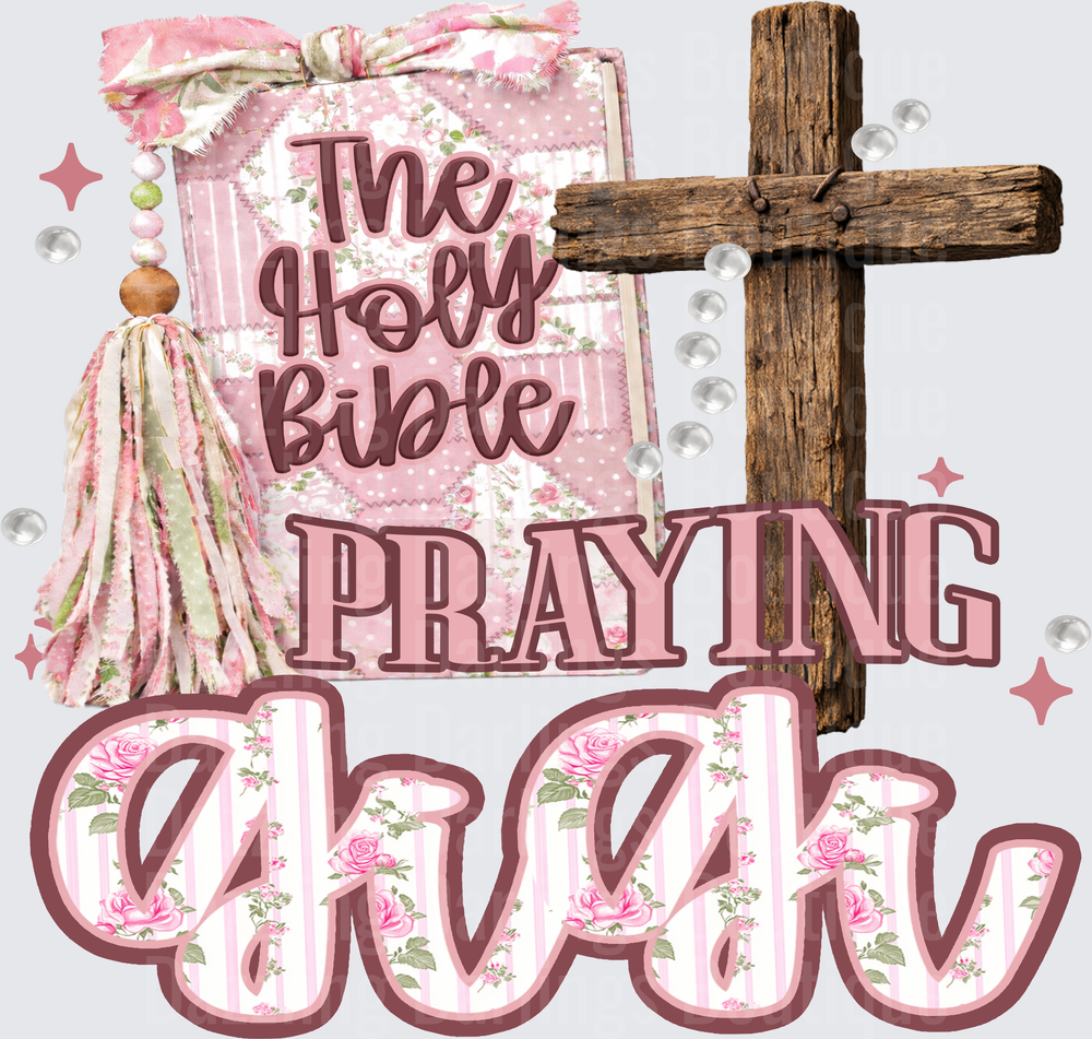 The Holy Bible Praying Mama Floral Cross Faith Design