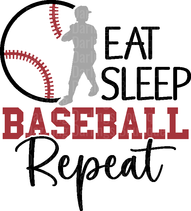 Eat Sleep Baseball Repeat Player Silhouette Design