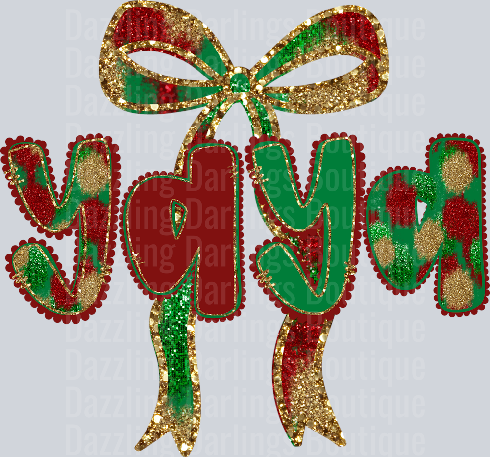Yaya Christmas Glitter Bow Plaid Letters