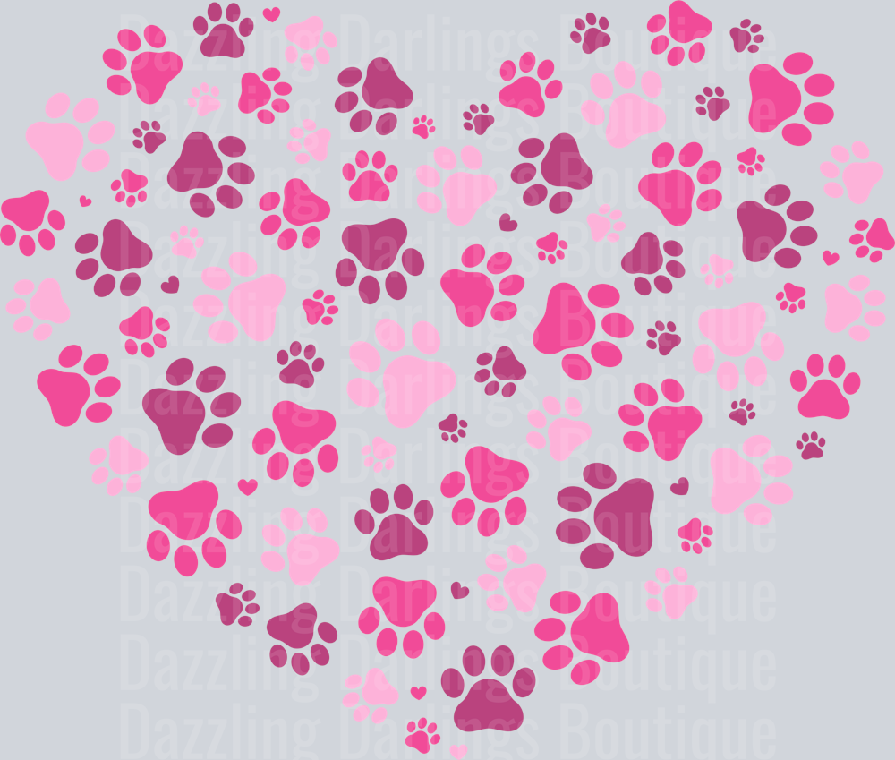 Valentine Dog Paw Print Heart