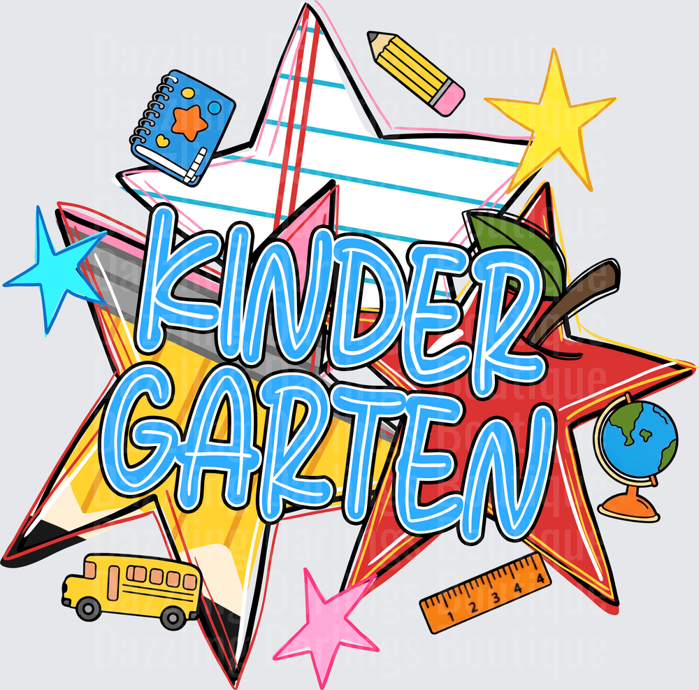 Kindergarten Bold Stars School Supplies Back to School