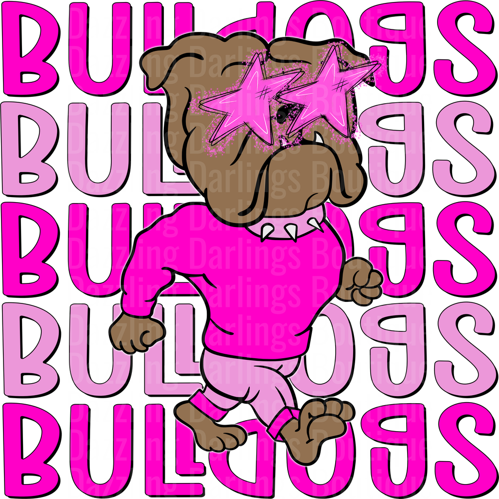 Cool Pink Bulldog with Star Sunglasses Running