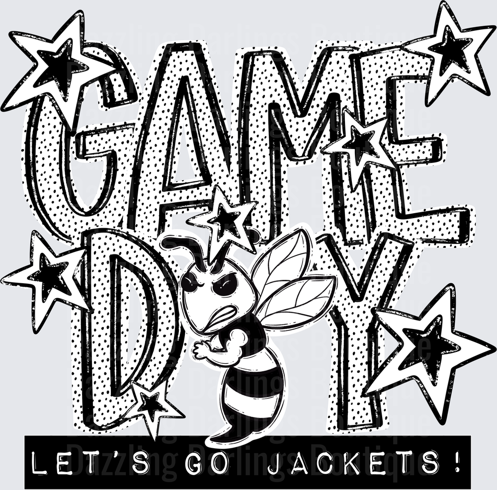 Game Day Let's Go Jackets Angry Yellow Jacket Mascot Stars