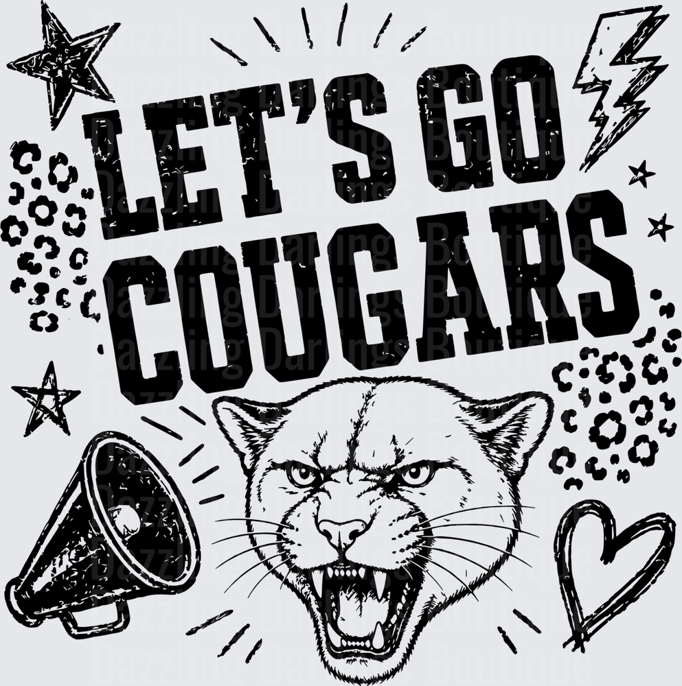 Let's Go Cougars Roaring Mascot Spirit Design