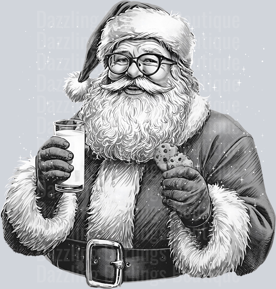SANTA BLACK AND WHITE MILK AND COOKIES