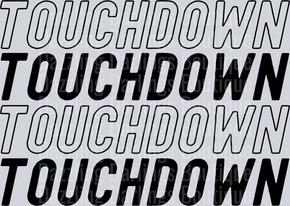 Football Touchdown Black Repeat Outline Italic