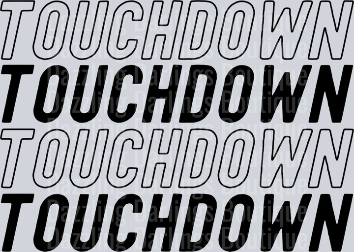 Football Touchdown Black Repeat Outline Italic