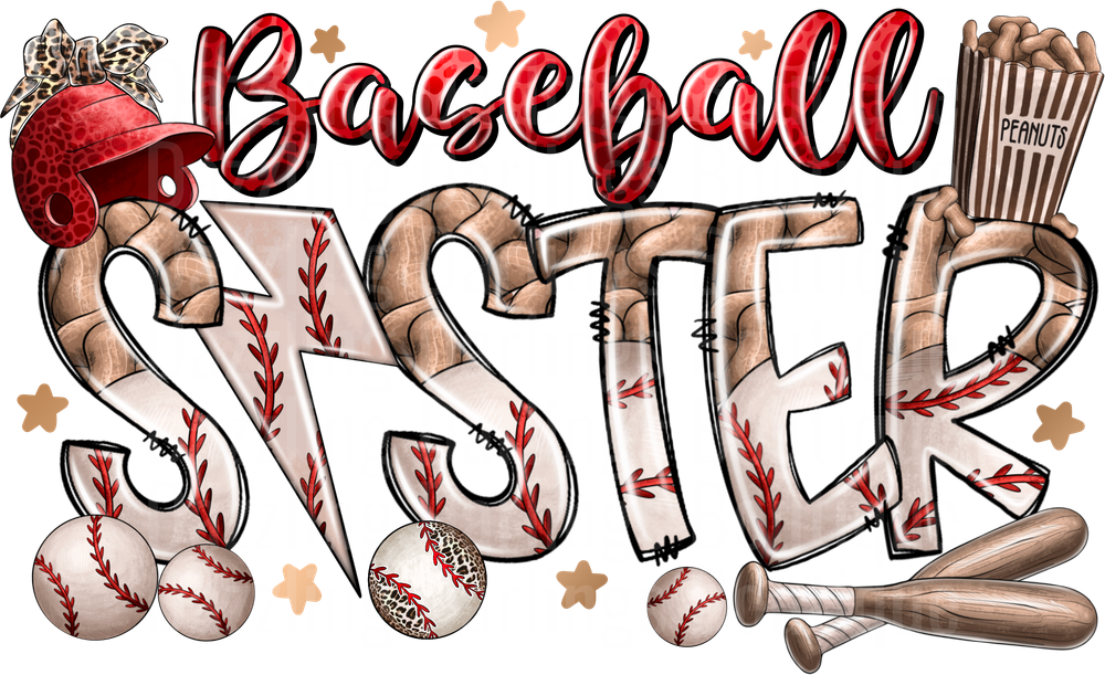 Baseball Sister with Red Bow and Peanuts Snack Design