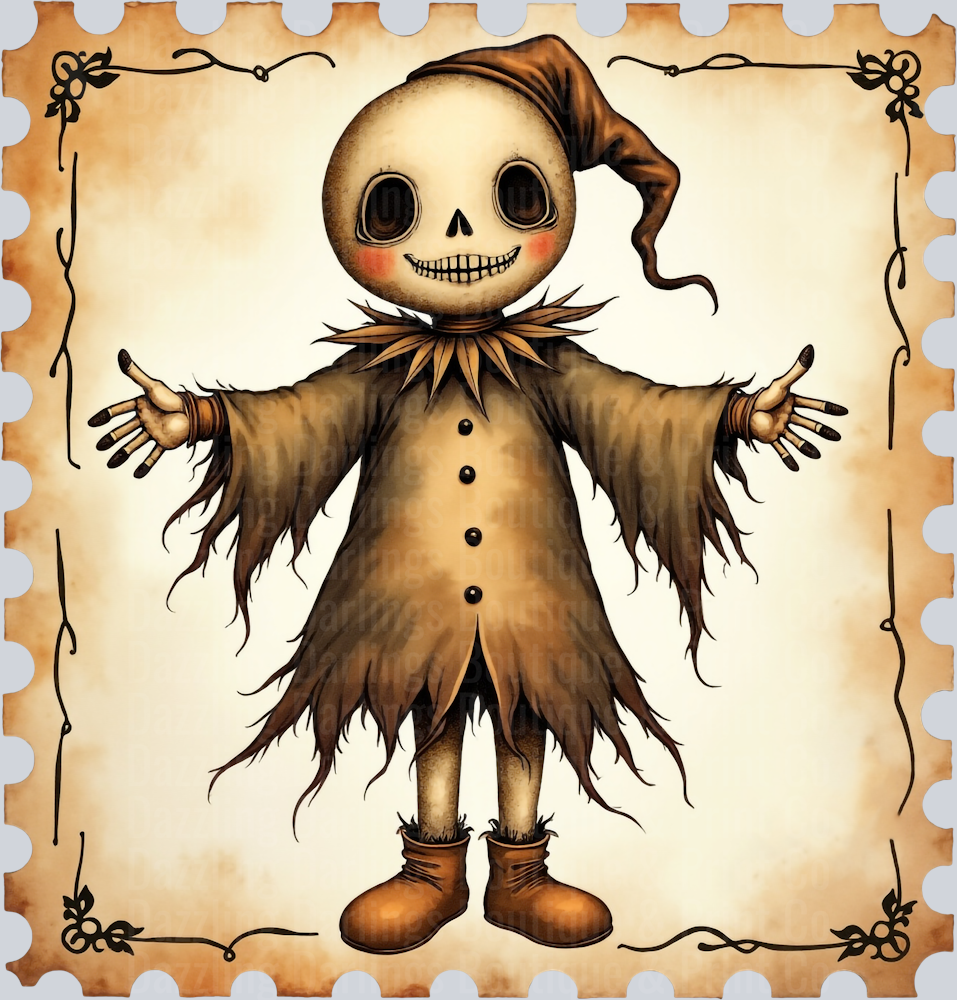 HALLOWEEN FALL SCARECROW PUMPKIN STAMP DTF TRANSFER