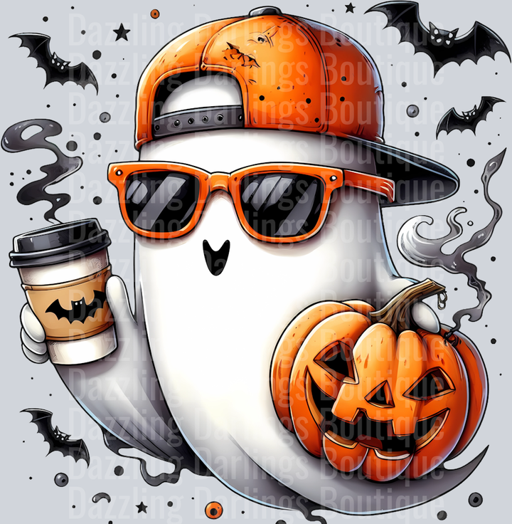 Halloween Fall Ghost Pumpkin Orange Cap Sunglasses