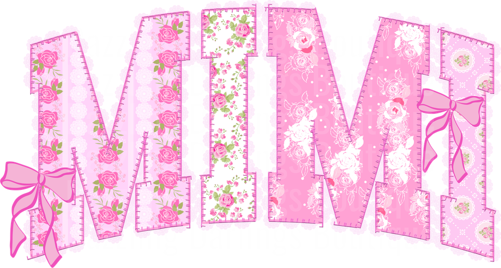 Pink Floral Patchwork MIMI Letters with Ribbon Bows