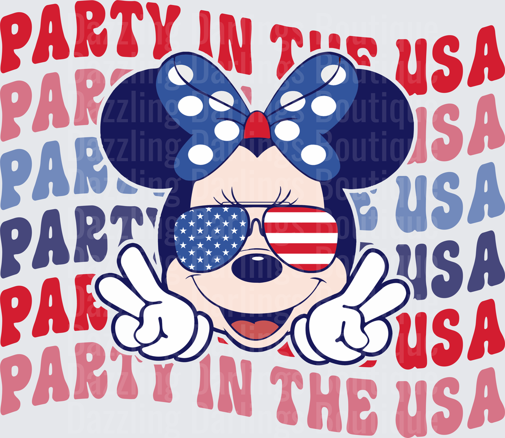 Minnie Mouse Party In The USA Patriotic American Flag Sunglasses