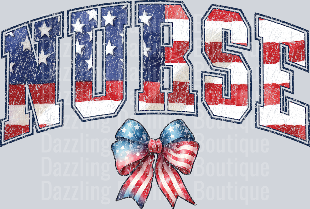 NURSE PATRIOTIC JULY 4TH DISTRESSED