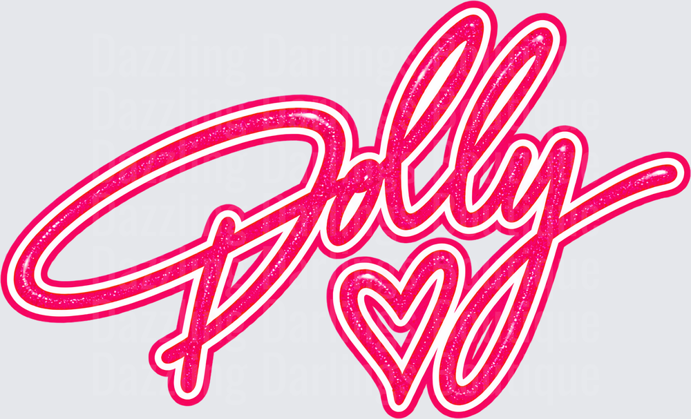 Dolly Glitter Script with Heart Pink Neon Cursive Logo