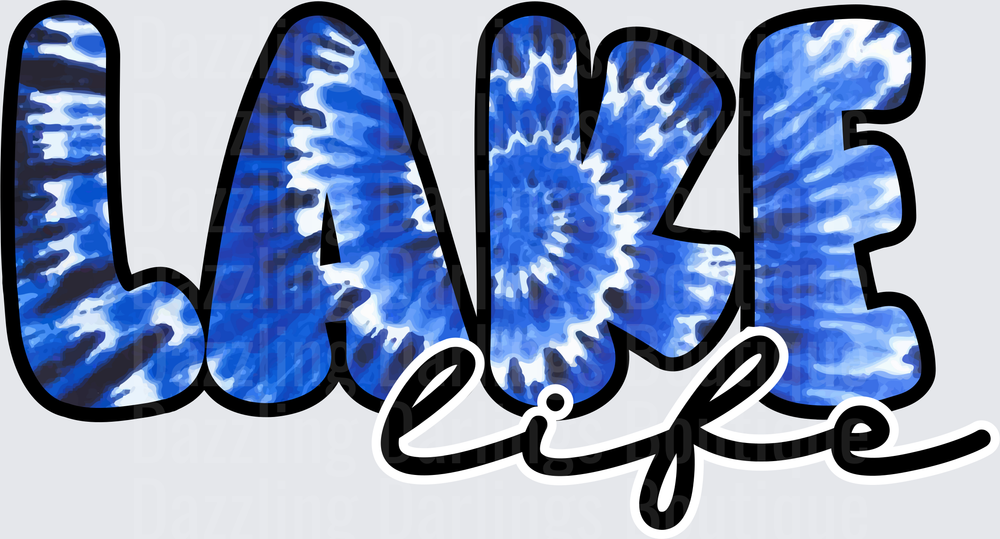 Lake Life Blue Tie Dye Typography Design