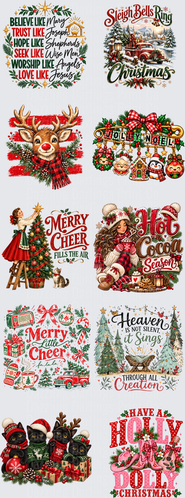 Christmas Premade 17 Holly Dolly Reindeer Faith Santa Frames