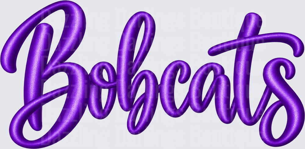 Bobcats Purple Puff Script Lettering Team Name