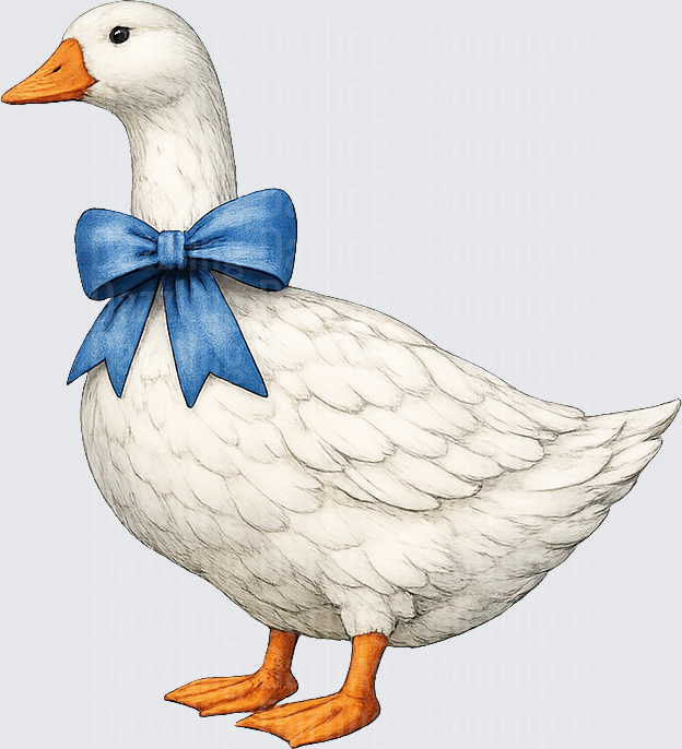 Elegant White Goose with Blue Bow Tie