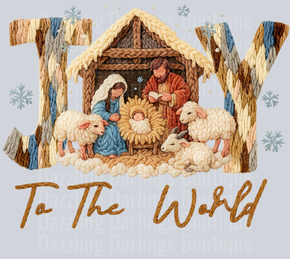 Joy To The World Rustic Nativity Letters