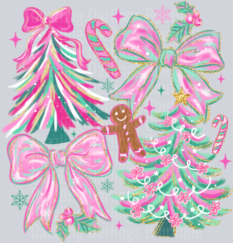 CHRISTMAS TREE COQUETTE BOW BRUSH STROKE