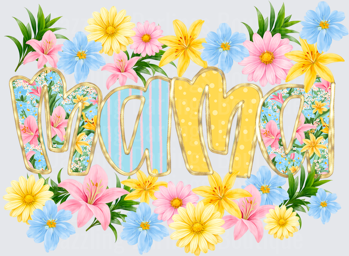 Mama Floral Letters with Spring Flowers and Tropical Blooms
