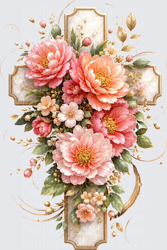 Pink Floral Cross