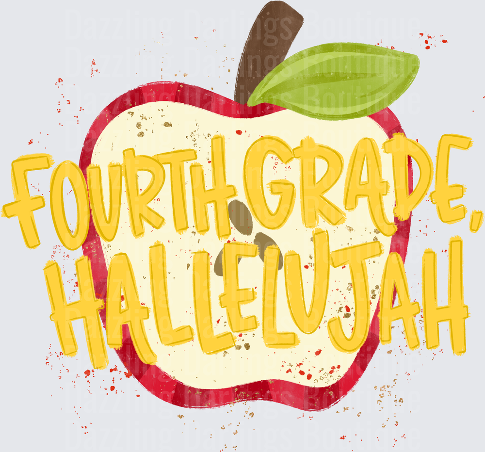 Fourth Grade Hallelujah Distressed Apple Teacher Design