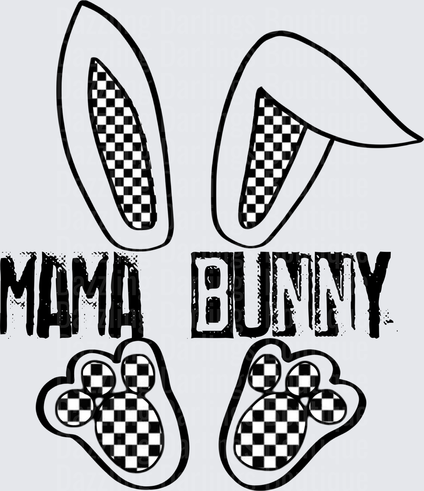 Mama Bunny Checkered Racing Pattern Ears and Paws
