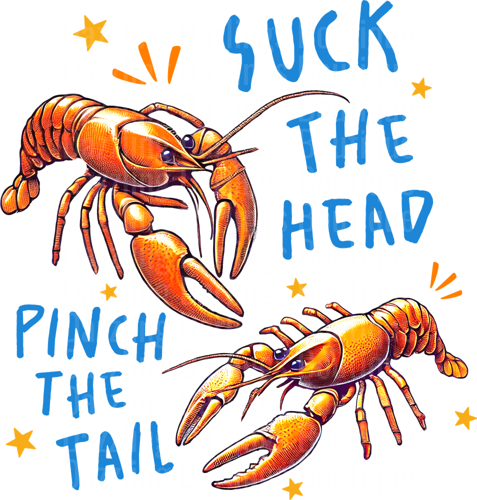 Suck The Head Pinch The Tail Crawfish with Stars