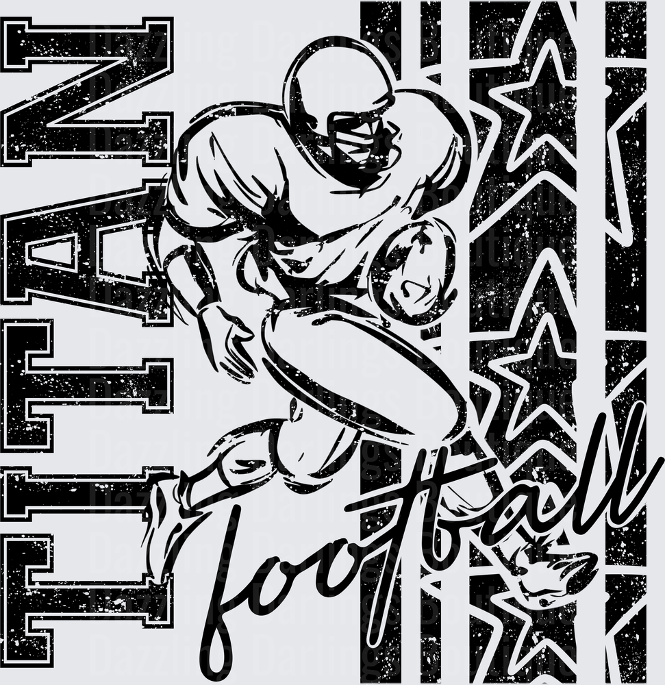 Titan Football Player Running Back Stars Grunge Varsity