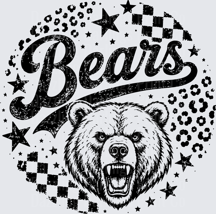 Bears Script Roaring Grizzly Stars Checkered Leopard Print