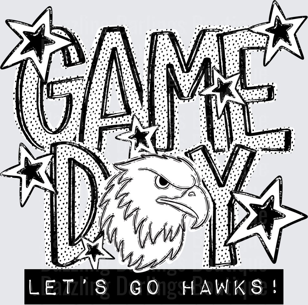 Game Day Let's Go Hawks Bold Star Eagle Mascot