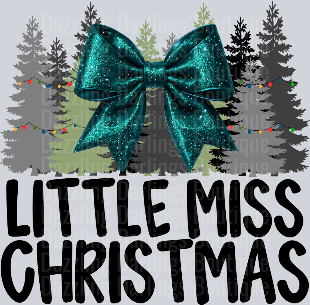 TEAL BOW LITTLE MISS CHRISTMAS