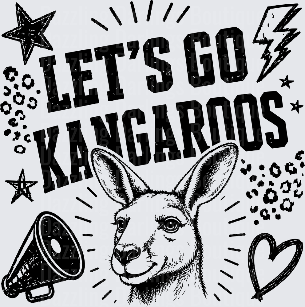 Let's Go Kangaroos Spirit Design with Megaphone and Stars