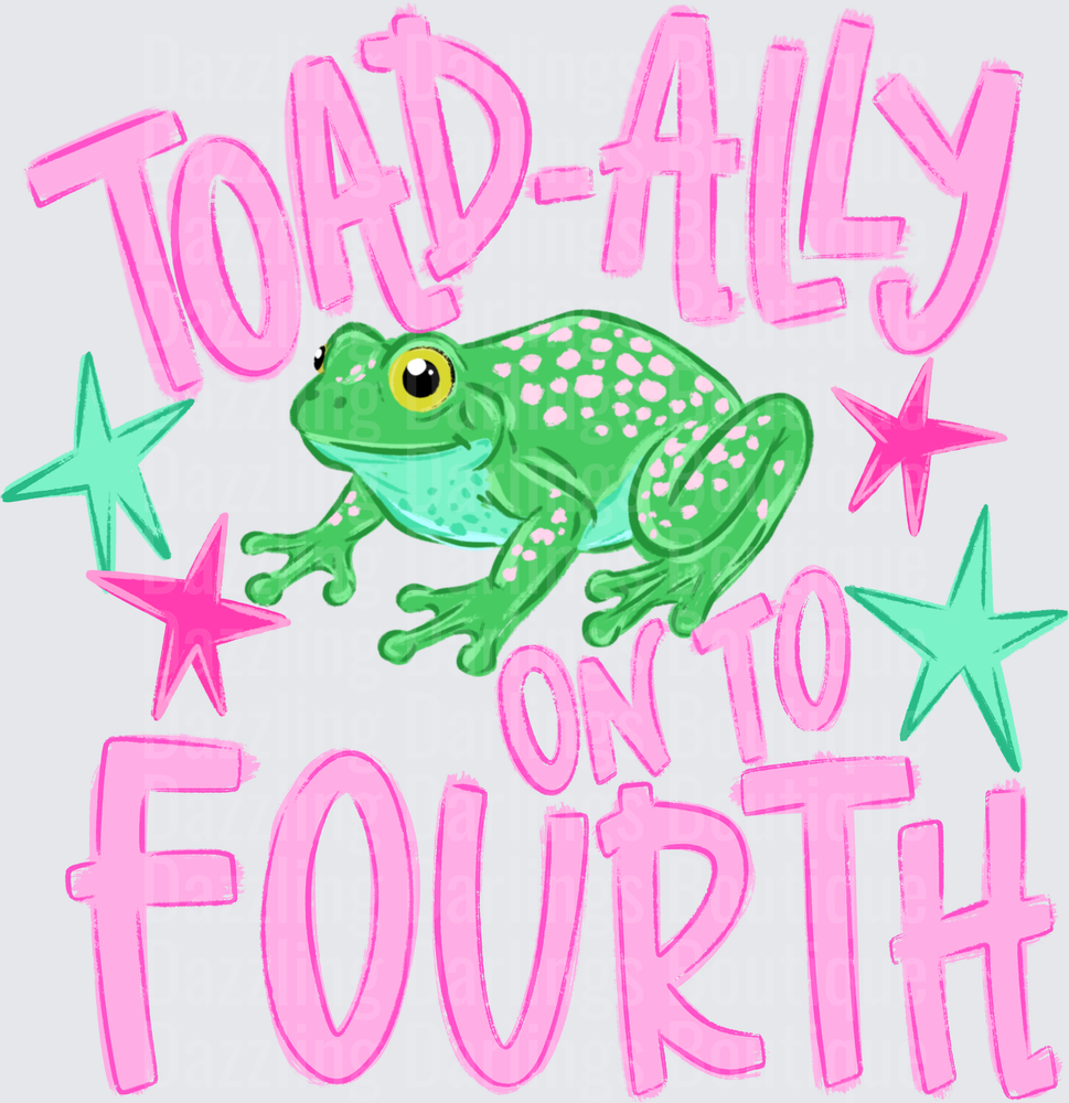 Toad-ally On To Fourth Grade Frog with Pink Stars