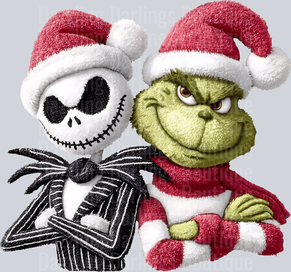 Grinch And Skeleton Santa Hats Knit Style