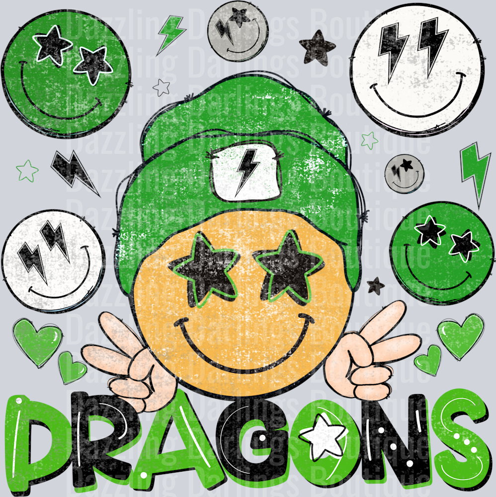 PICKENS DRAGONS DTF TRANSFER RETRO SMILEY FACES