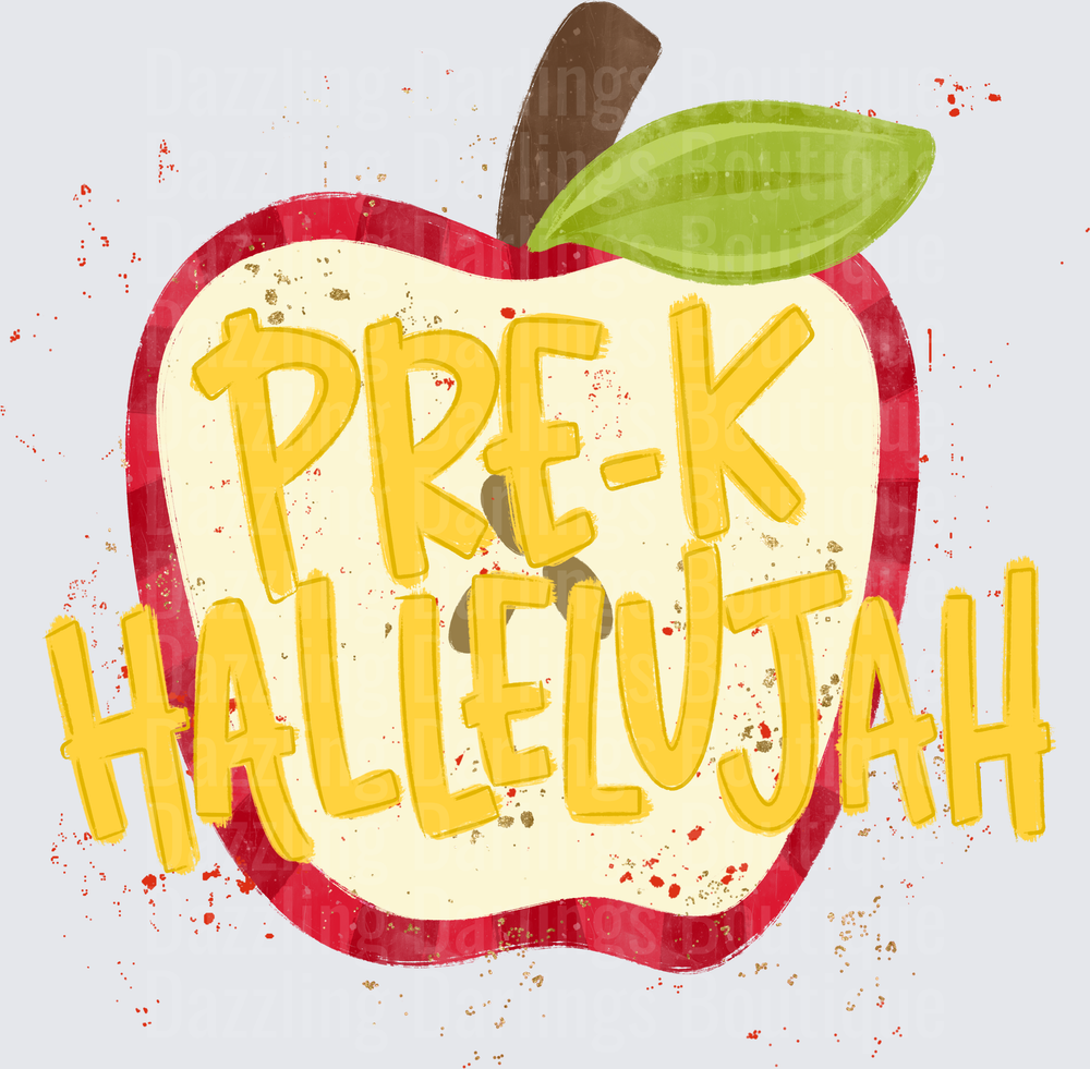 Pre-K Hallelujah Red Apple Teacher Back to School