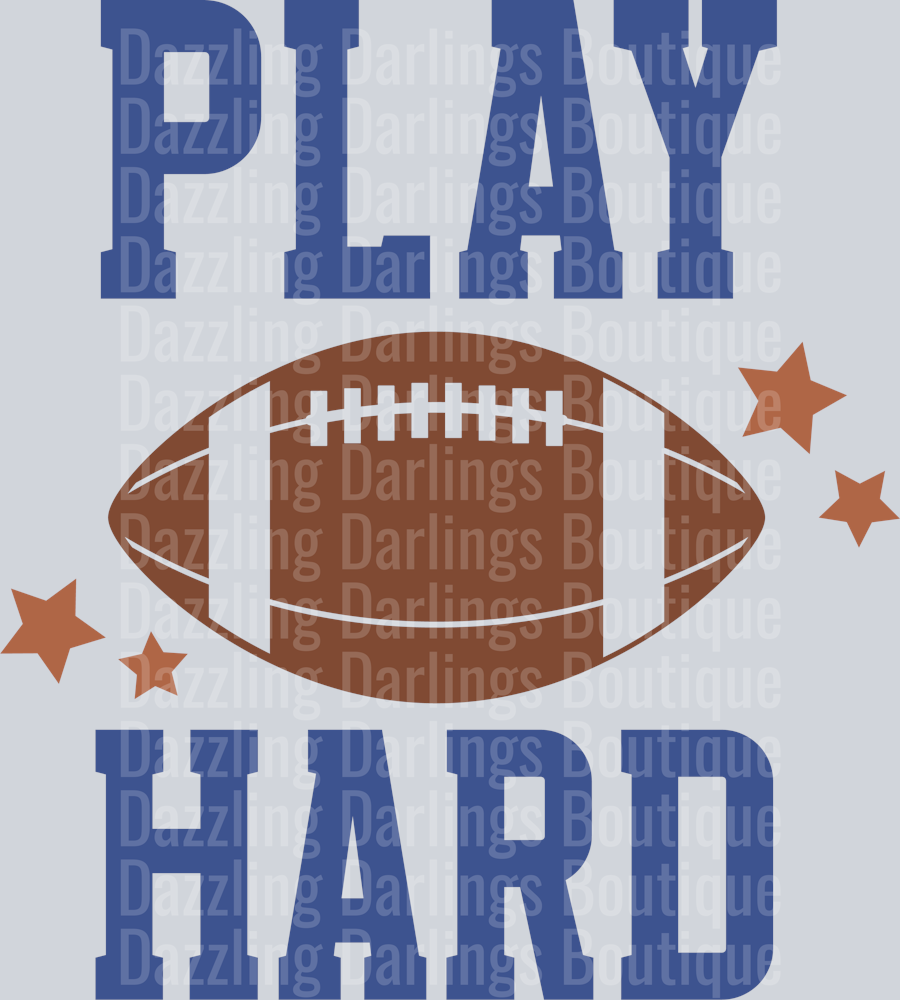 FOOTBALL PLAY HARD BROWN BLUE