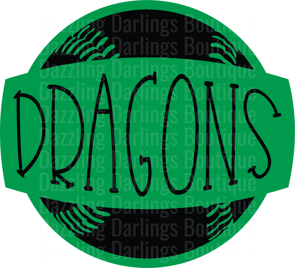 Dragons Baseball Team Logo Green and Black Circle Design