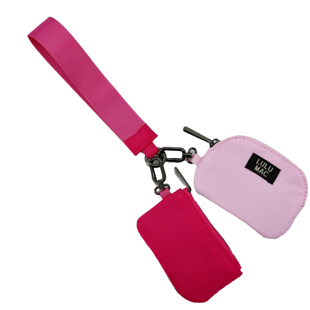 Lulu Mac Double Pouch Wristlet - Hot Pink/Light Pink