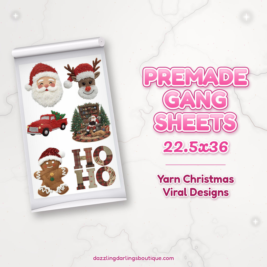 Yarn Christmas Viral Designs premade DTF gang sheet 22.5x36 – Dazzling Darlings Boutique
