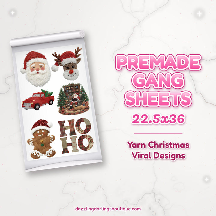 Yarn Christmas Viral Designs premade DTF gang sheet 22.5x36 – Dazzling Darlings Boutique