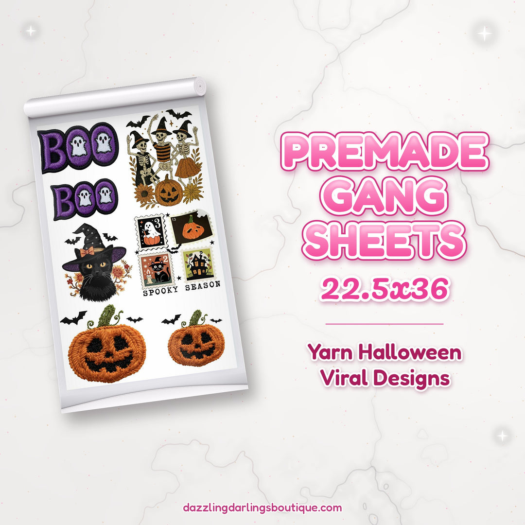 Yarn Halloween Viral Designs premade DTF gang sheet 22.5x36 – Dazzling Darlings Boutique