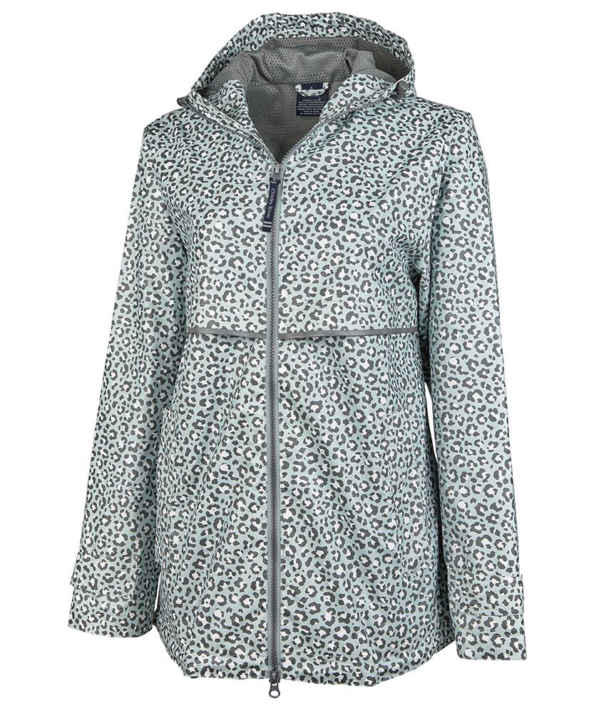 CHARLES RIVER APPAREL Women's Animal Print New Englander® Rain Jacket Free Monogramming with your initials (or choose to leave blank) Gift for Her