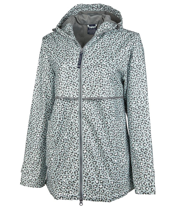 CHARLES RIVER APPAREL Women's Animal Print New Englander® Rain Jacket Free Monogramming with your initials (or choose to leave blank) Gift for Her